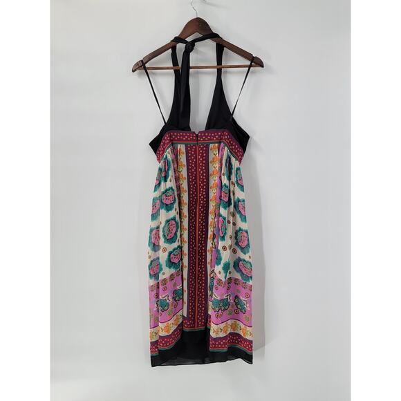 Suzi Chin Maggy Boutique Womens Dress 8 Silk Floral Halter Tie Neck Open Back - Picture 4 of 13